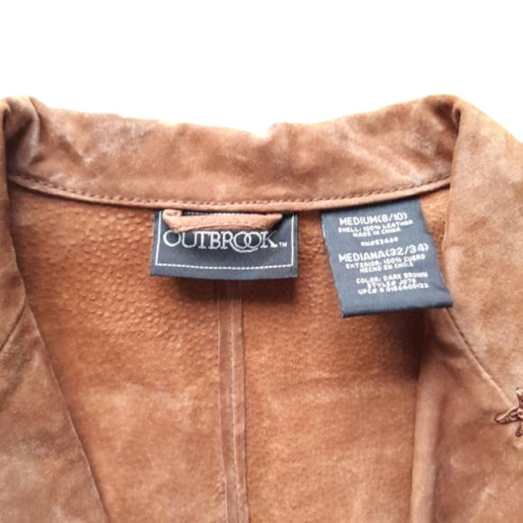 Outbrook Suede Leather Patchwork Shacket Jacket Women's Medium - Picture 8 of 16